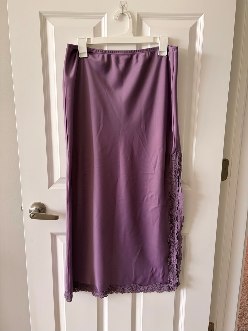wild fable Lavender Midi Slip Skirt with Lace Side Trim